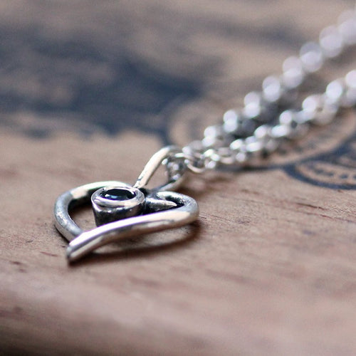 Emerald Silver Heart Necklace