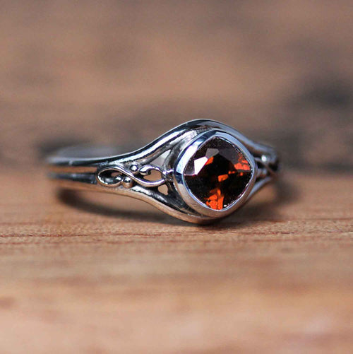 Infinity Garnet Ring, Sterling Silver