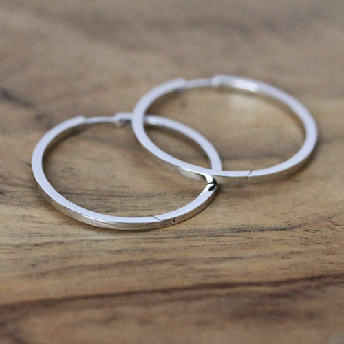 Large Square Silver Hoops
