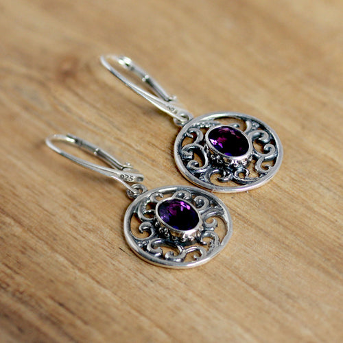 Amethyst Lilac Earrings, Silver