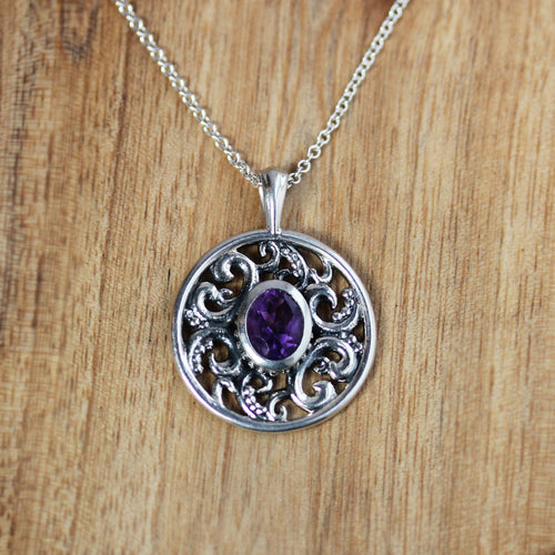 Amethyst Lilac Pendant, Silver
