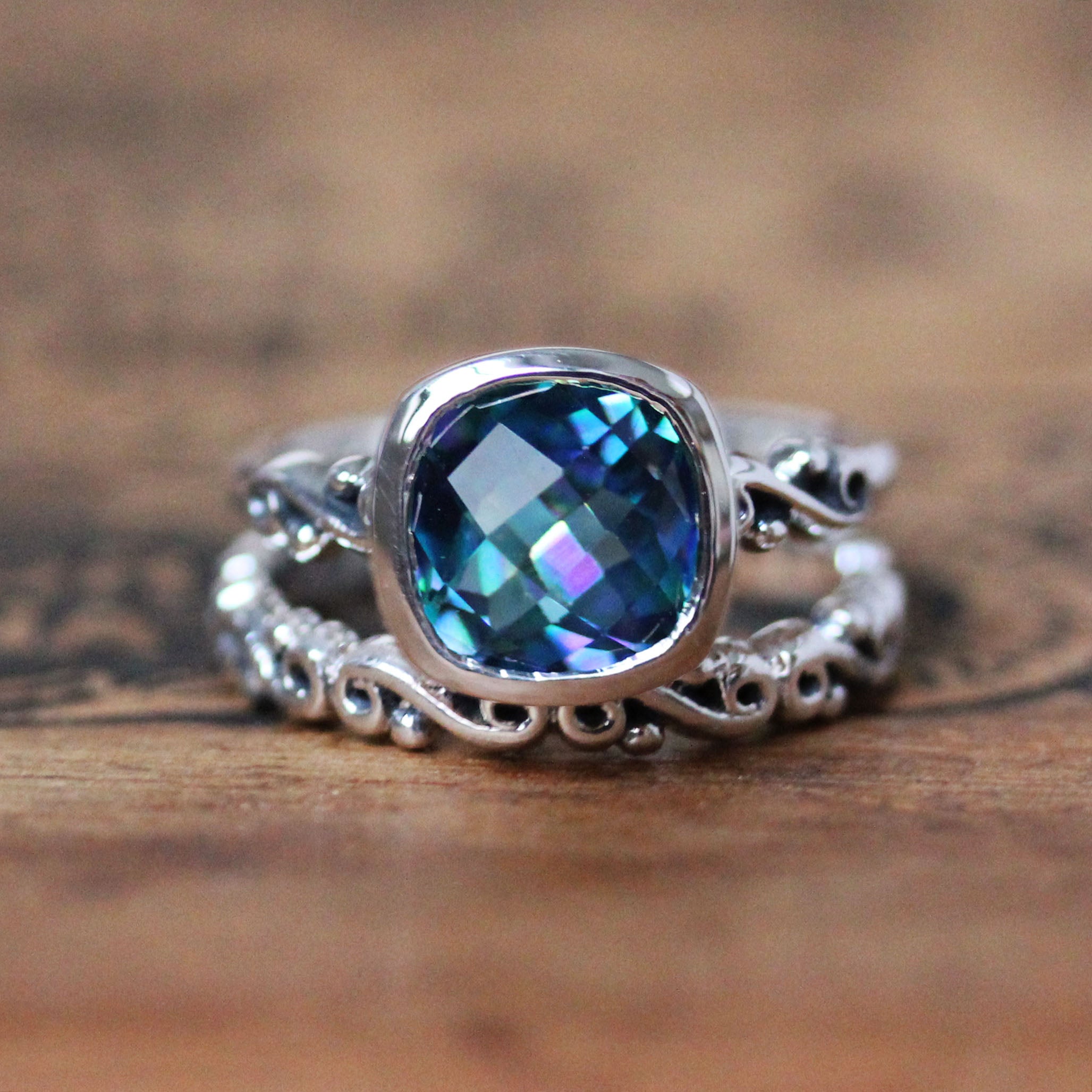 Peacock Topaz Ring Set