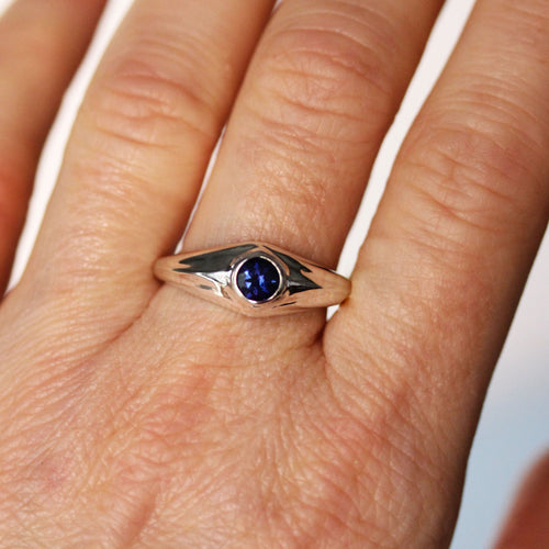 Sapphire Fin Ring, Sterling Silver size 9.75