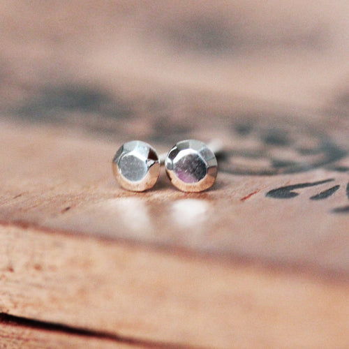 Tiny Round Stud Earring- sterling silver