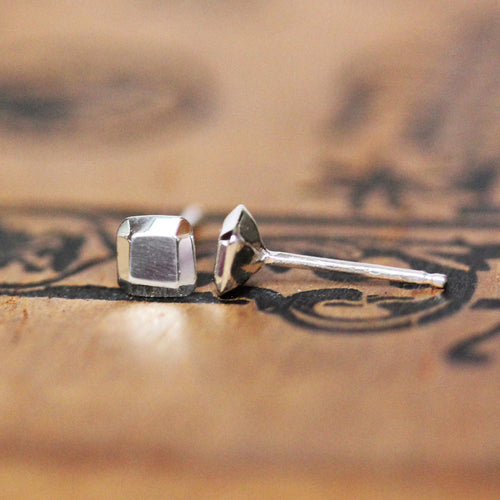 Tiny Square Stud Earring- sterling silver