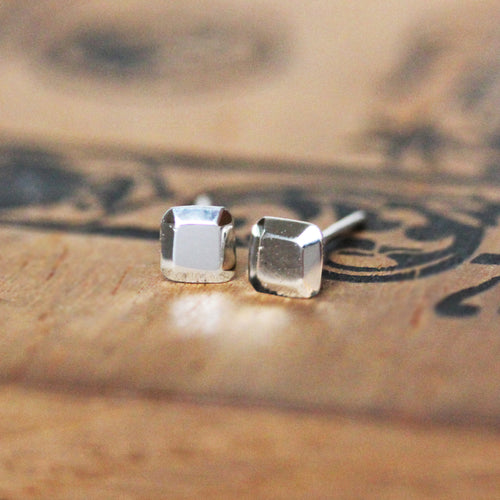 Tiny Square Stud Earring- sterling silver