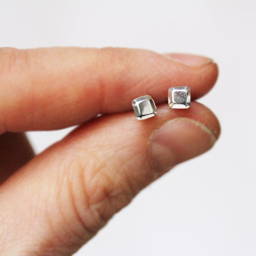 Tiny Square Stud Earring- sterling silver