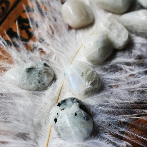 Rainbow Moonstone Crystal Pocket Stone, Ethically Sourced-- 2 PIECES PER ORDER