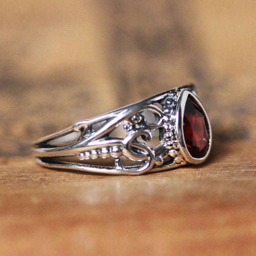 Garnet Nightshade Ring, Silver