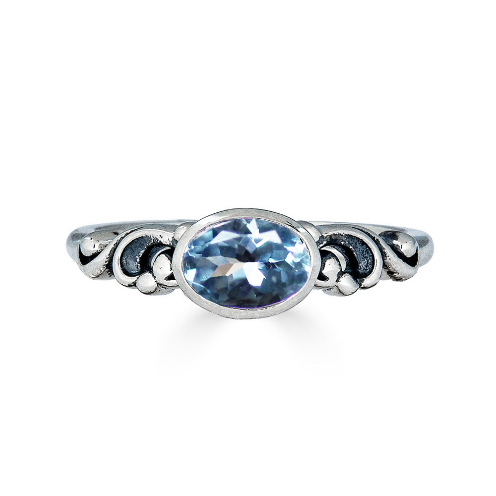 Aquamarine Oval Water Ring Sterling Silver, Water Dream