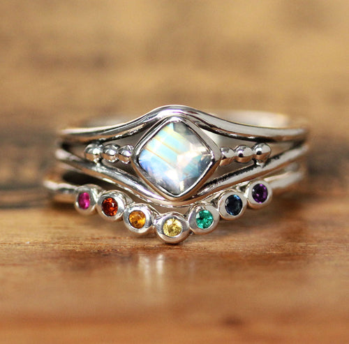 Rainbow Shadow Band, Sterling Silver