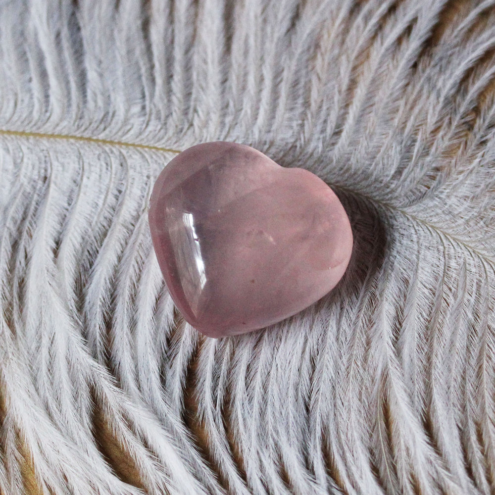 Rose Quartz Heart Stone, Ethically Sourced Palm Stone