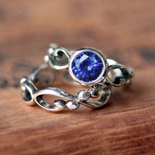 Chatham Sapphire Engagement Ring Set, Wrought Infinity
