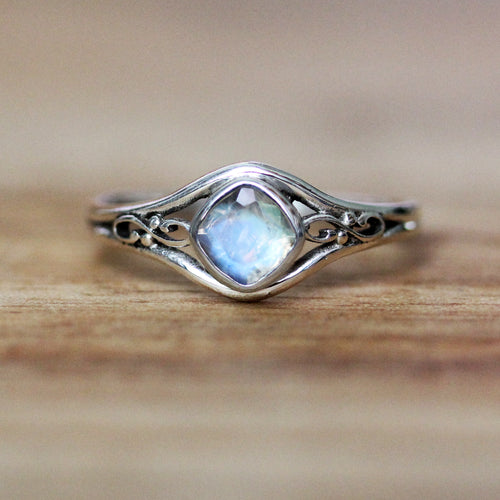 Infinity Moonstone Engagement Ring, Sterling Silver - Size 8