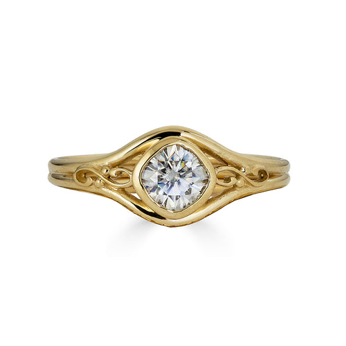 Moissanite Infinity Engagement Ring, 14k yellow gold