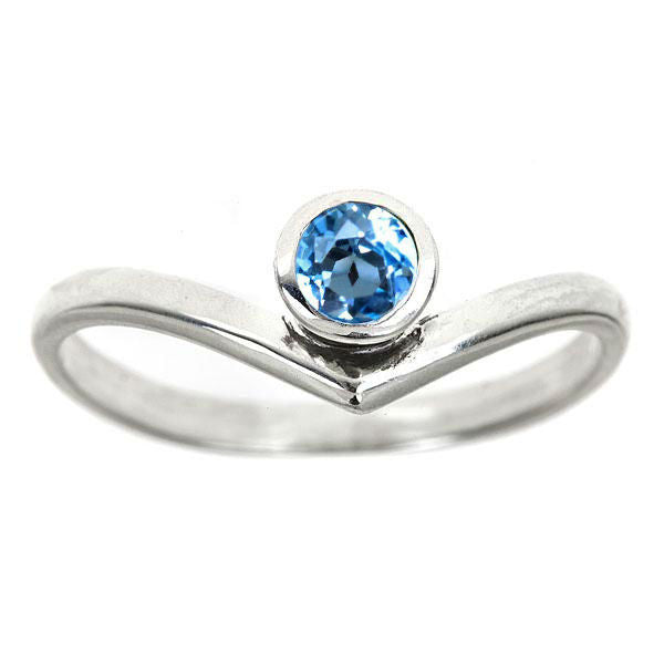 Chevron Ring, Swiss Blue Topaz Arrow Ring, size 9