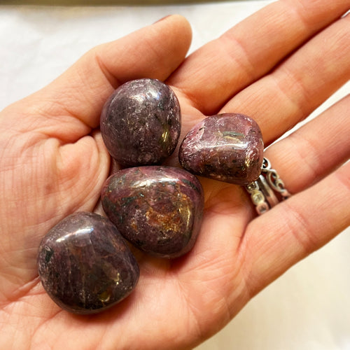 Tumbled Ruby Crystal Palm Stone, Ethically Sourced