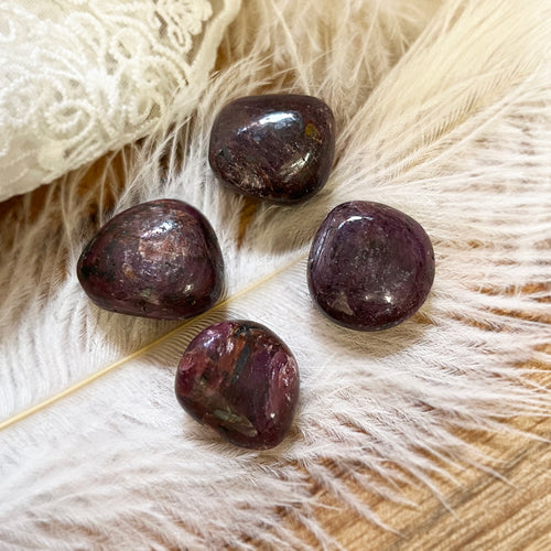 Tumbled Ruby Crystal Palm Stone, Ethically Sourced
