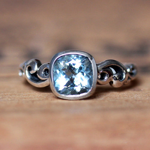 Aquamarine Ring Sterling Silver, Water Dream