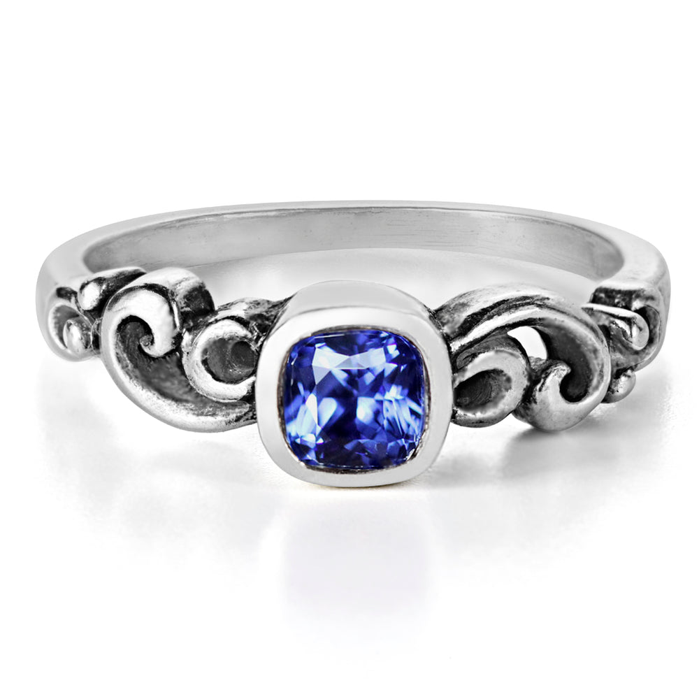 Dainty Cushion Sapphire ring, Water Dream