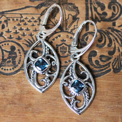 London Blue Topaz Wisteria Earrings, Silver