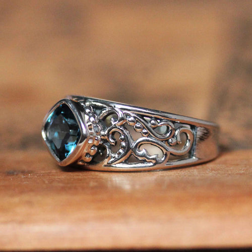 London Blue Topaz Wisteria Ring, Silver