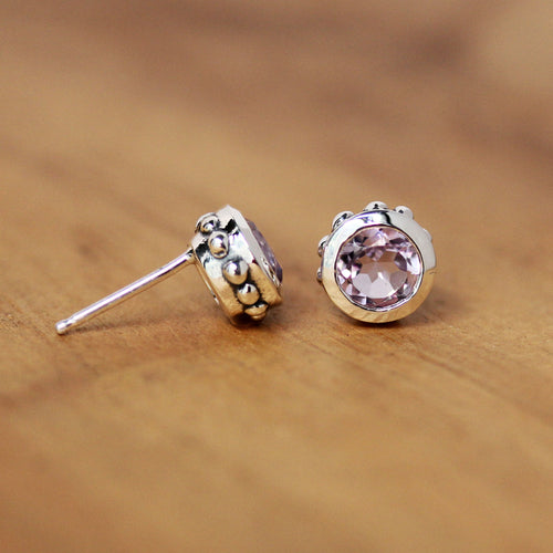 Rose de France Amethyst Birthstone Stud Earrings