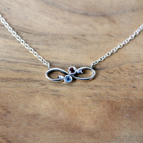 Toi et Moi Infinity Two Birthstone Necklace, Silver