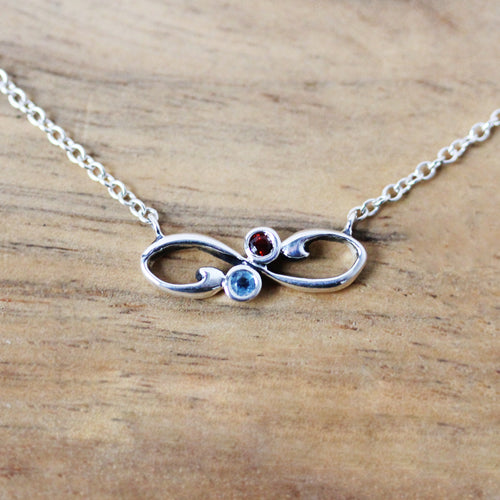 Spheres of Love Necklace with Birthstones (Silver) - Talisa Jewelry