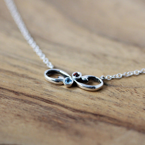 Toi et Moi Infinity Two Birthstone Necklace, Silver